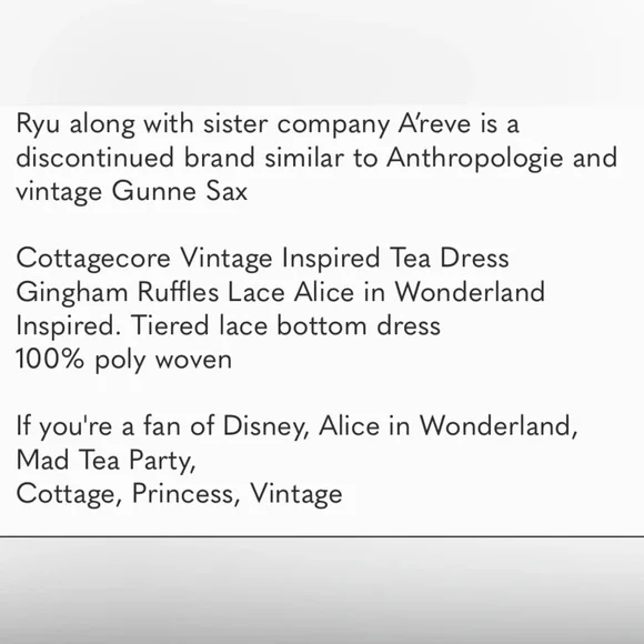 RYU Plaid embroidery lace ruffle cottagecore Cocktail Easter Dress spring summer - Picture 6 of 13